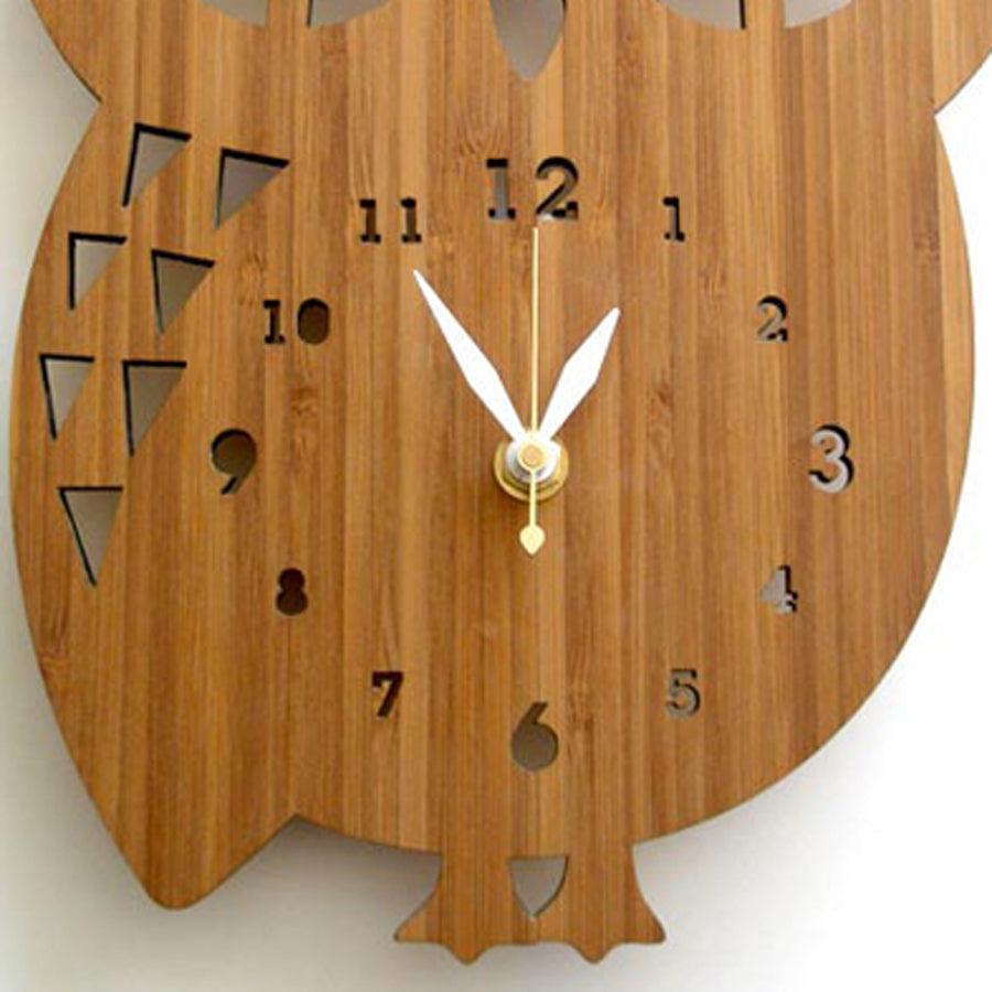 Owl Wooden Kids Room Wall Clock  