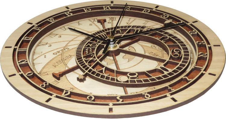 Prague Wooden Astronomical Clock Creative Living Room Wall30CM  