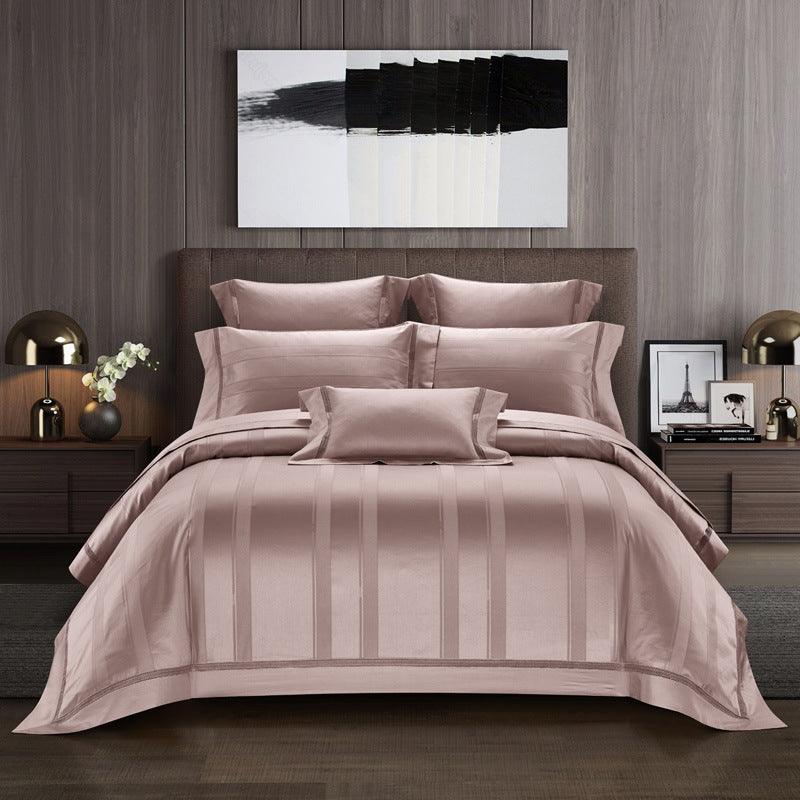 Premium Comfort: High Density 100S Cotton Jacquard Four-Piece Bedding SetPink 200x230cm 