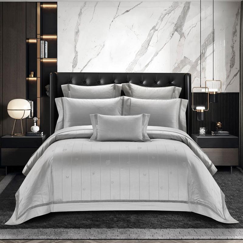 Premium Comfort: High Density 100S Cotton Jacquard Four-Piece Bedding SetGrey 200x230cm 