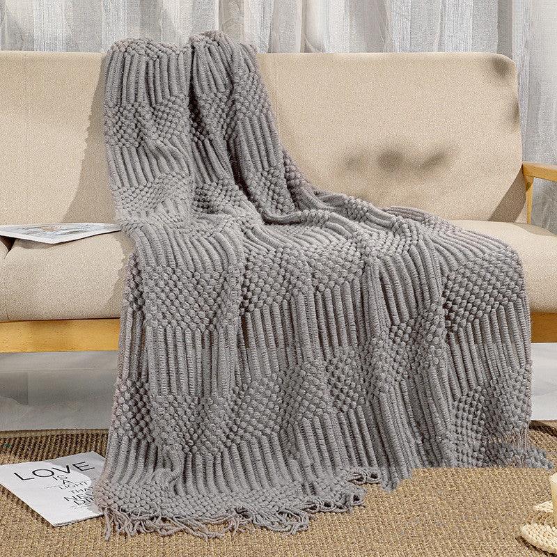 Pure Color Air Conditioning Blanket Cover Blanket Sofa Blanket Office Nap BlanketGrey 130x170cm 
