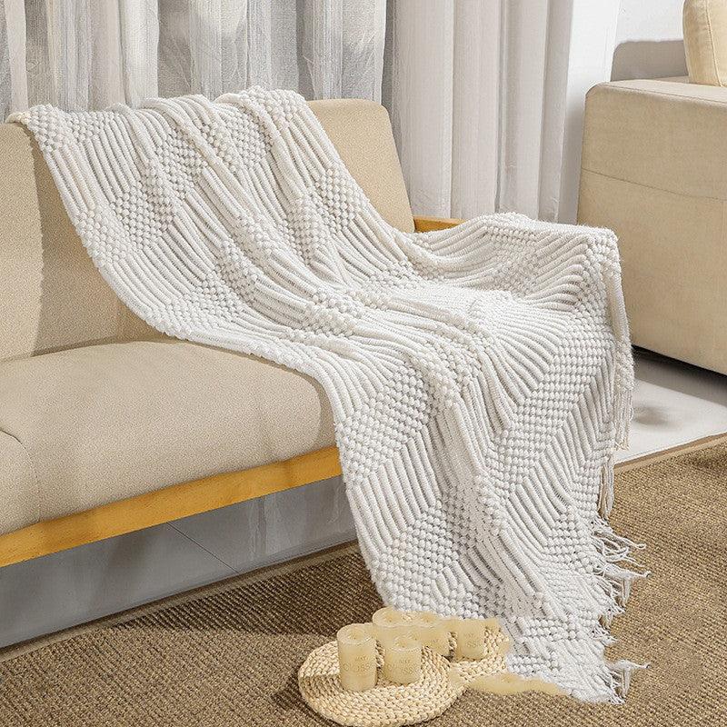 Pure Color Air Conditioning Blanket Cover Blanket Sofa Blanket Office Nap BlanketWhite 130x170cm 