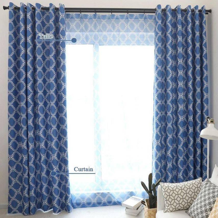 Ram lightweight blue or brown sheer curtain  