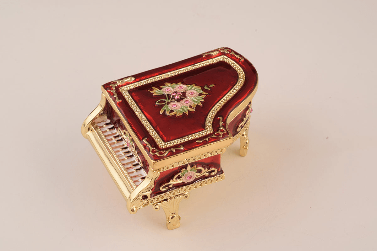 Red Piano with Flowers  