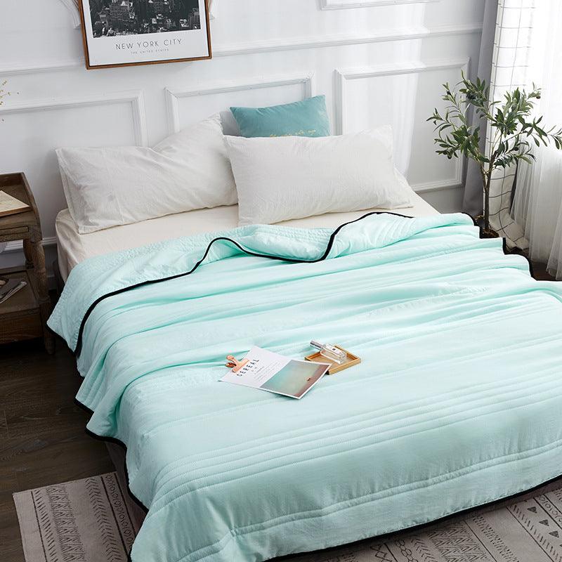 Renew Your Comfort: Washed Cotton Solid Color Bed CoverLight Green 100x150cm 