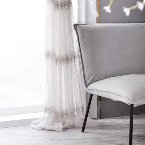 Roddy pearl embroidered grey or white sheer curtain  