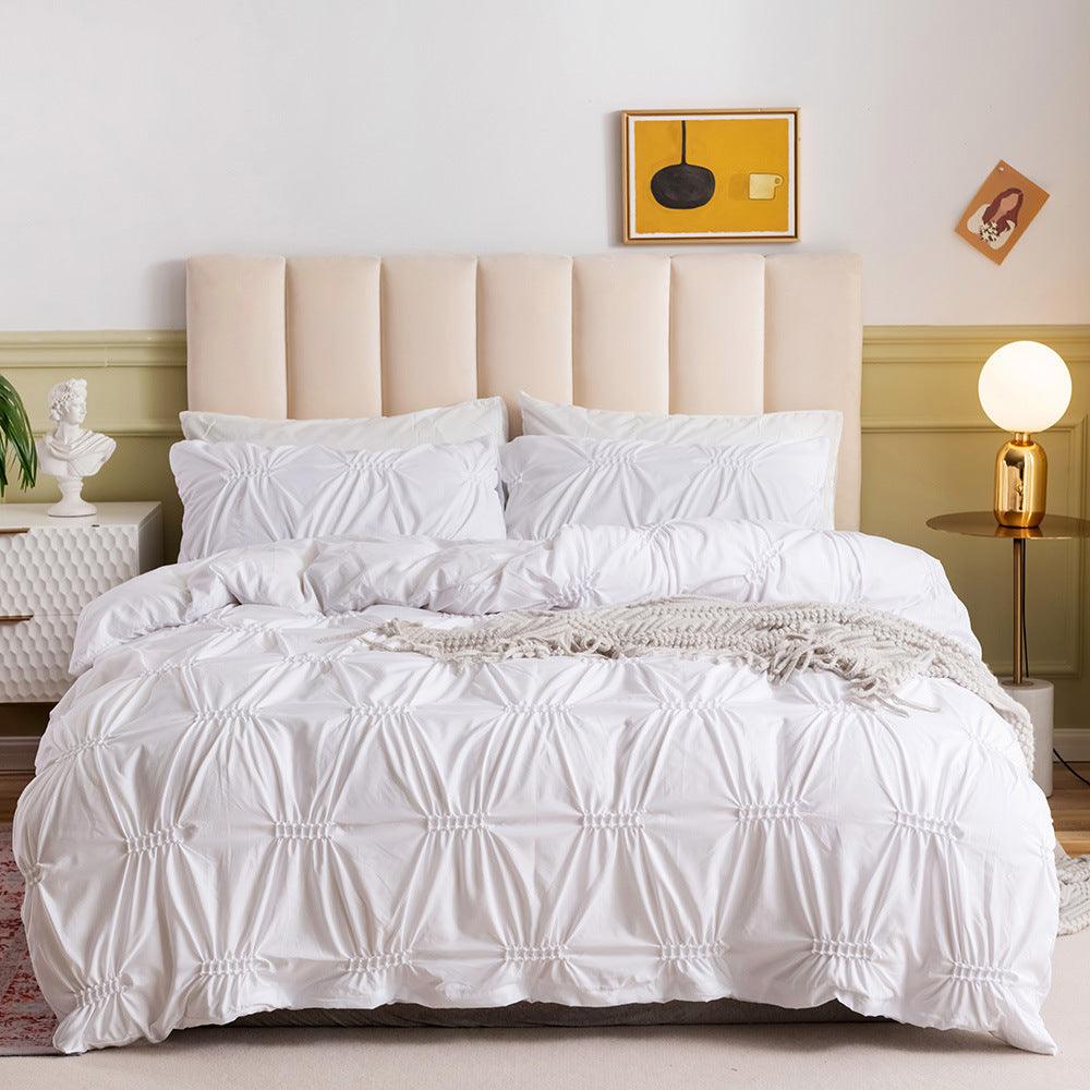 Romantic Simplicity: Plain Solid Color Quilt Cover Bedding SetWhite USTwin168x229 