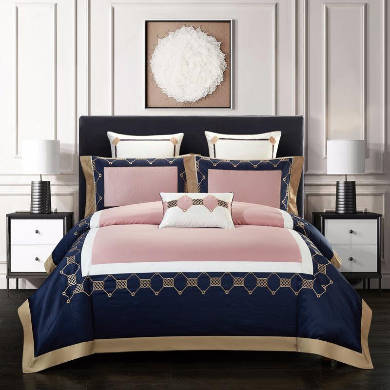 Satin Elegance: Four-Piece Pure Cotton Embroidery Bedding SetJoint 220x240cm 