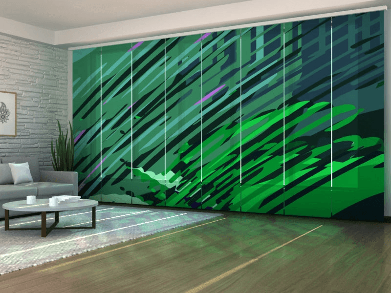 Set of 8 Panel Curtains Charming Green IllustrationSemi-Transparent 40 140