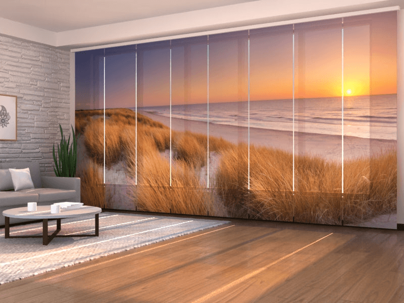 Set of 8 Panel Curtains Dunes and Beach at Sunset in the NetherlandsScreen 40 140