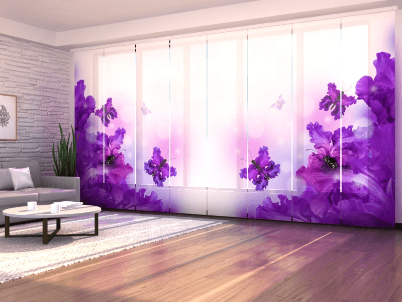 Set of 8 Panel Curtains Magical Purple ButterfliesScreen 40 140