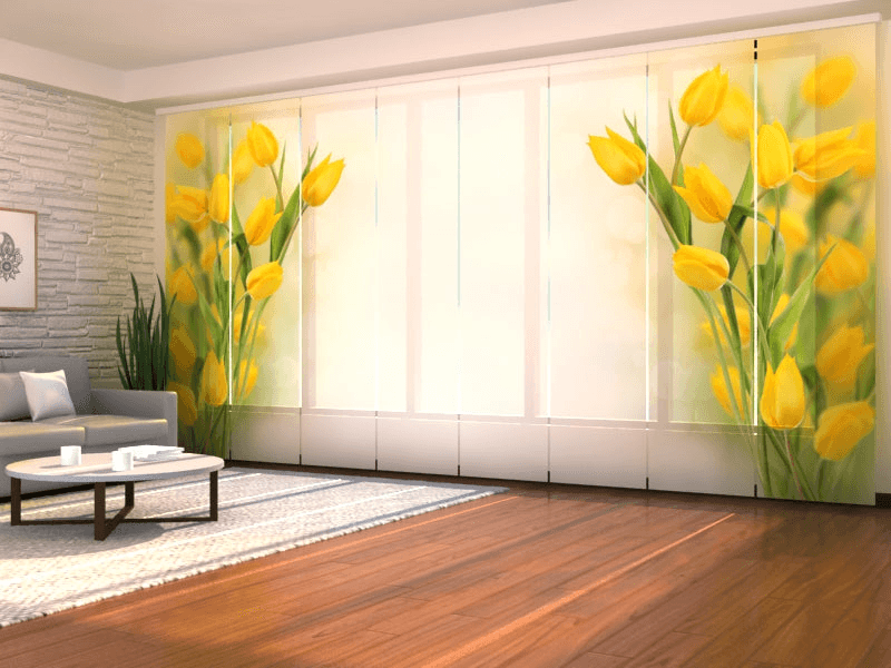Set of 8 Panel Curtains with Beautiful Yellow TulipsScreen 40 140