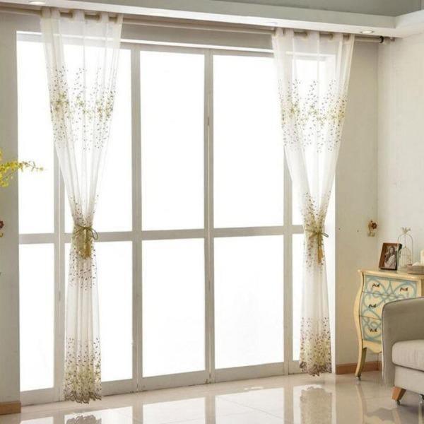 Sienna floral embroidery custom made sheer curtain  