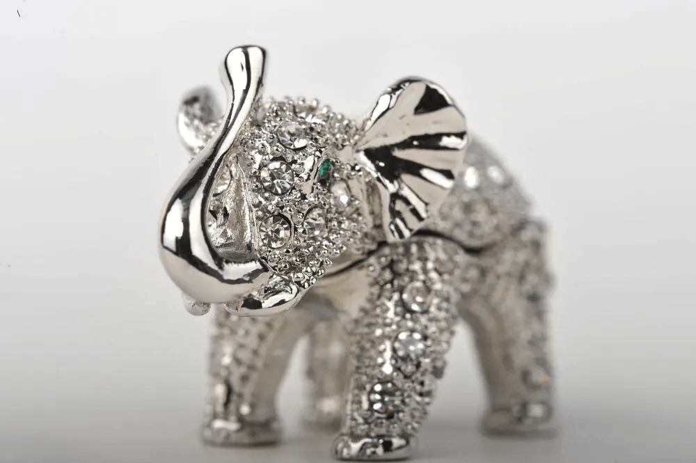 Silver Elephant with Green Eyes  