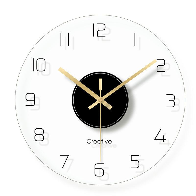 Simple And Stylish Transparent Glass Wall Clock Living Room Bedroom Silent Clock Wall WatchBlack  