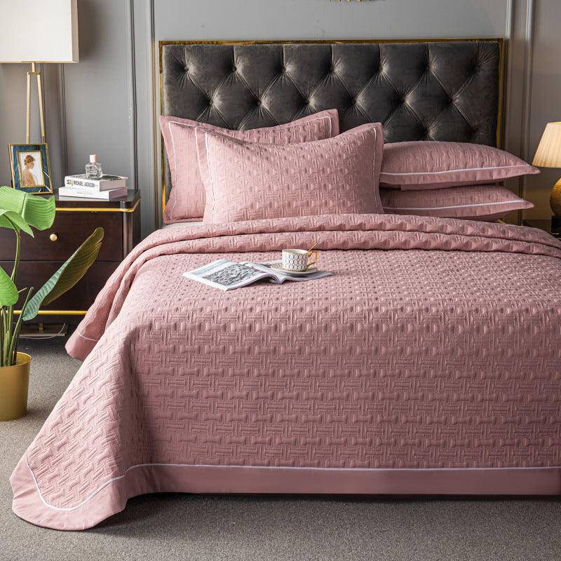 Simple Elegance: Three-Piece Solid Color Quilted Bed Cover SetDark Pink 200X230cm 1pc 