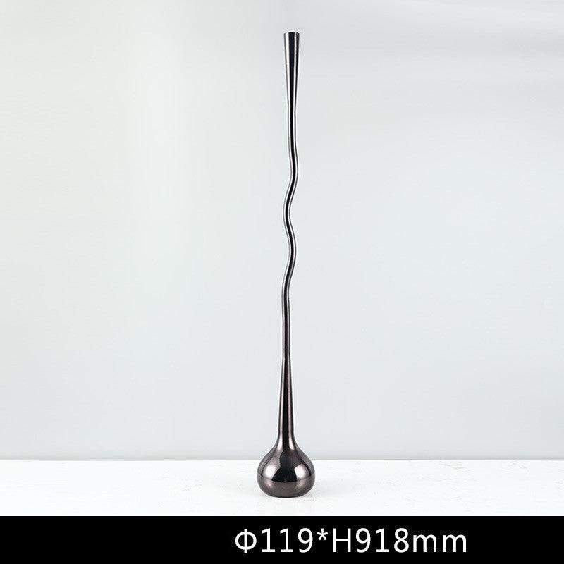 Simple Modern Metal Water Drop Candle Holder OrnamentBlack titanium high  