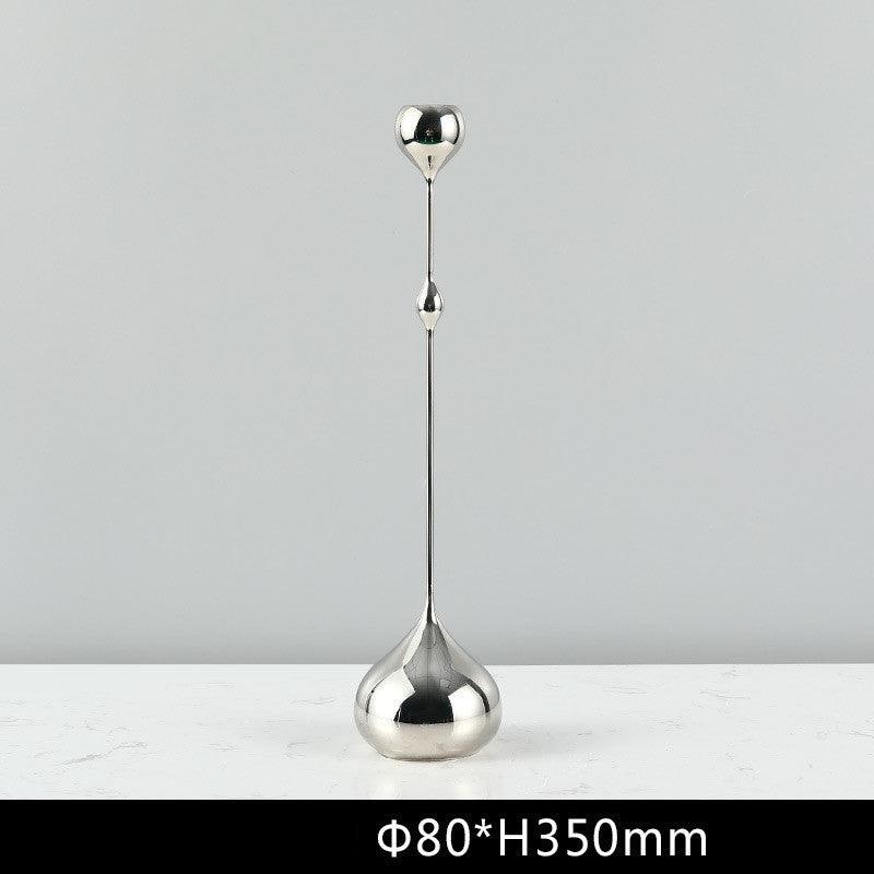 Simple Modern Metal Water Drop Candle Holder OrnamentSilver A  