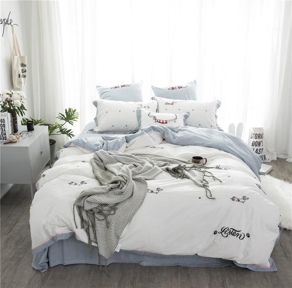 Soft and Playful: Cotton Yarn Dyed Washed Cotton Kids 4-Piece Bedding Set  