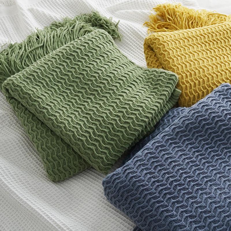 Solid Color Knitted Decorative Blanket Simple Sofa Blanket  