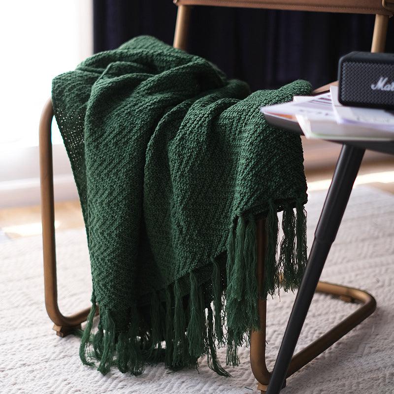 Solid Nordic Style Knitted Casual BlanketGreen 130x170CM 