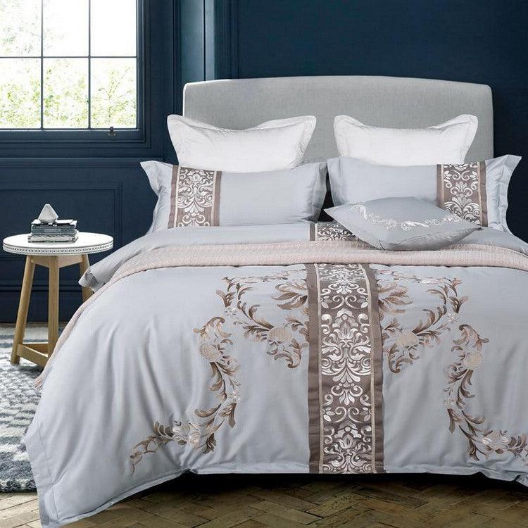 Sophisticated Comfort: Four-Piece Satin Embroidered Long-Staple Luxury Cotton Bedding Set  