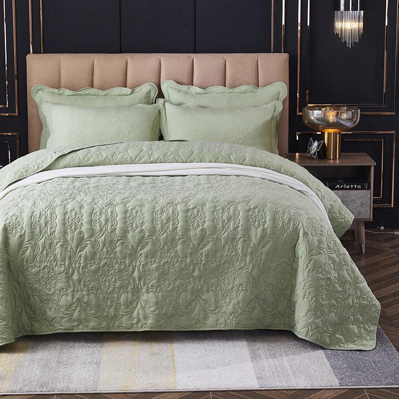 Sophisticated Versatility: Elegant Cotton Three-Piece Multi-Purpose Bed Cover SetMatcha green 220x240cm single bed cover 