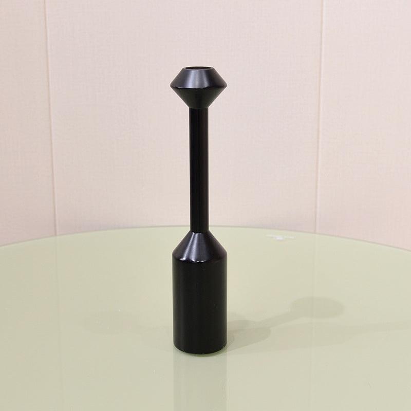 Style Home Decoration Wooden Candlestick Simple Candle Holder Sample Room Photography PropsE Style Black  