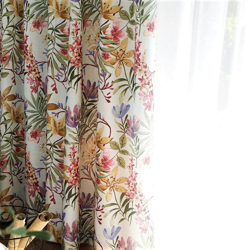 Terna printed flower pattern custom made curtain100 cm x 250 cm Pencil Pleat 