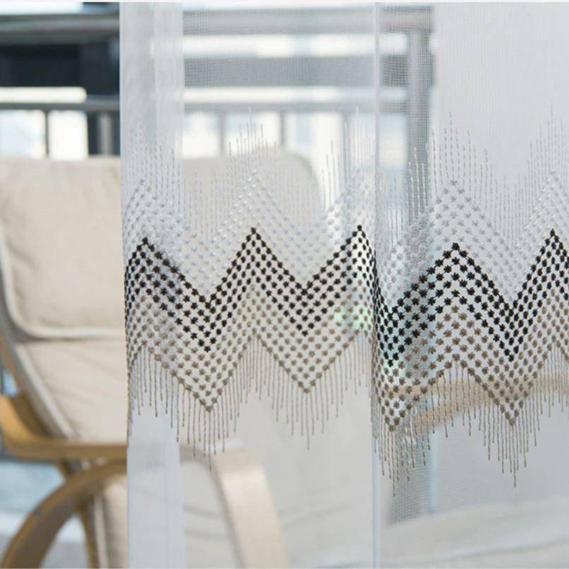 Thian three color delicate white sheer custom made curtain  