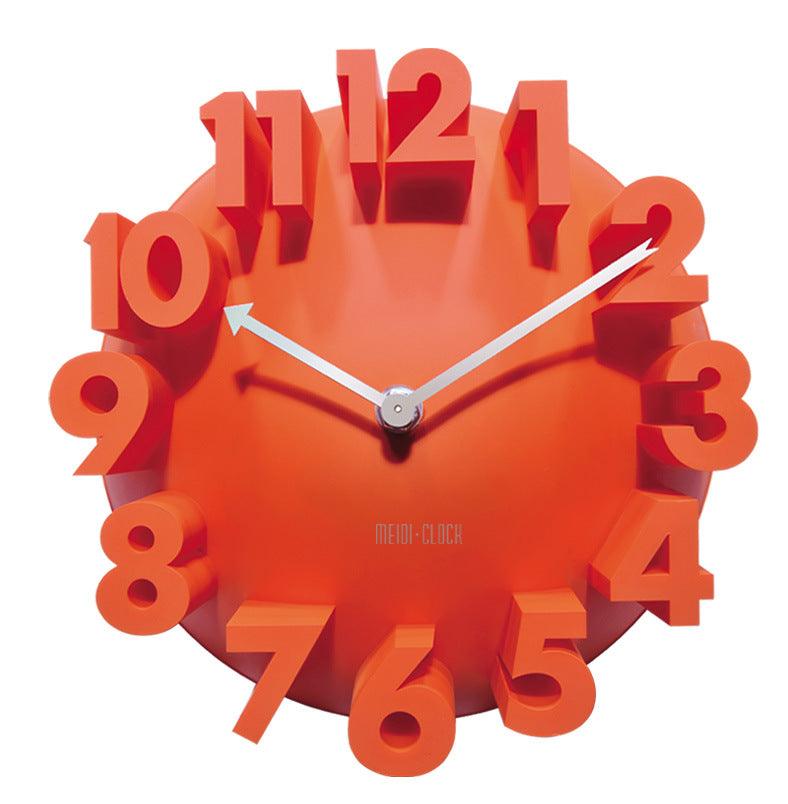 Three-dimensional Clock Creative 3D Digital Clock Art Wall ClockOrange  