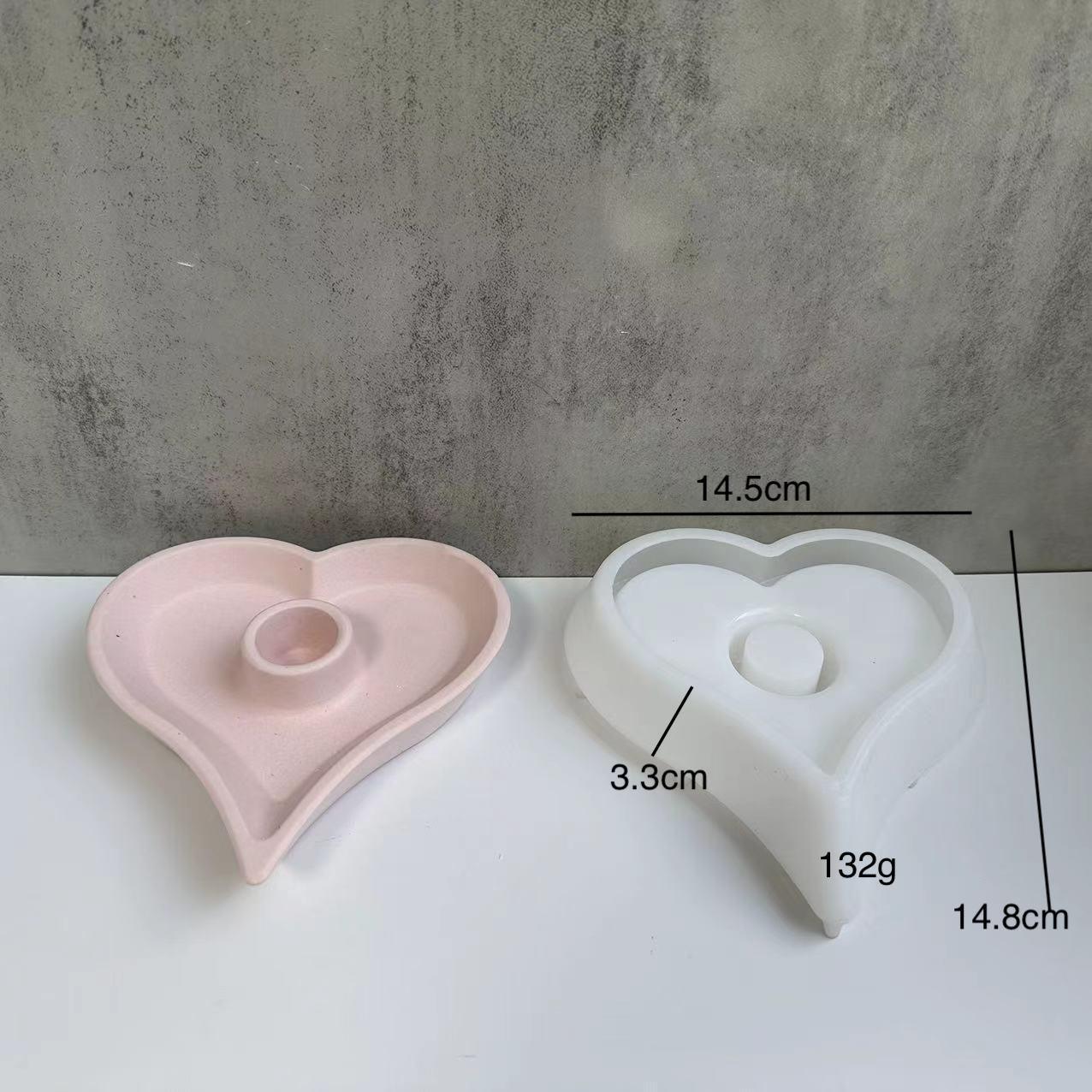 Three-dimensional Round Heart-shaped Candle Holder Silicone MoldT198 Style  