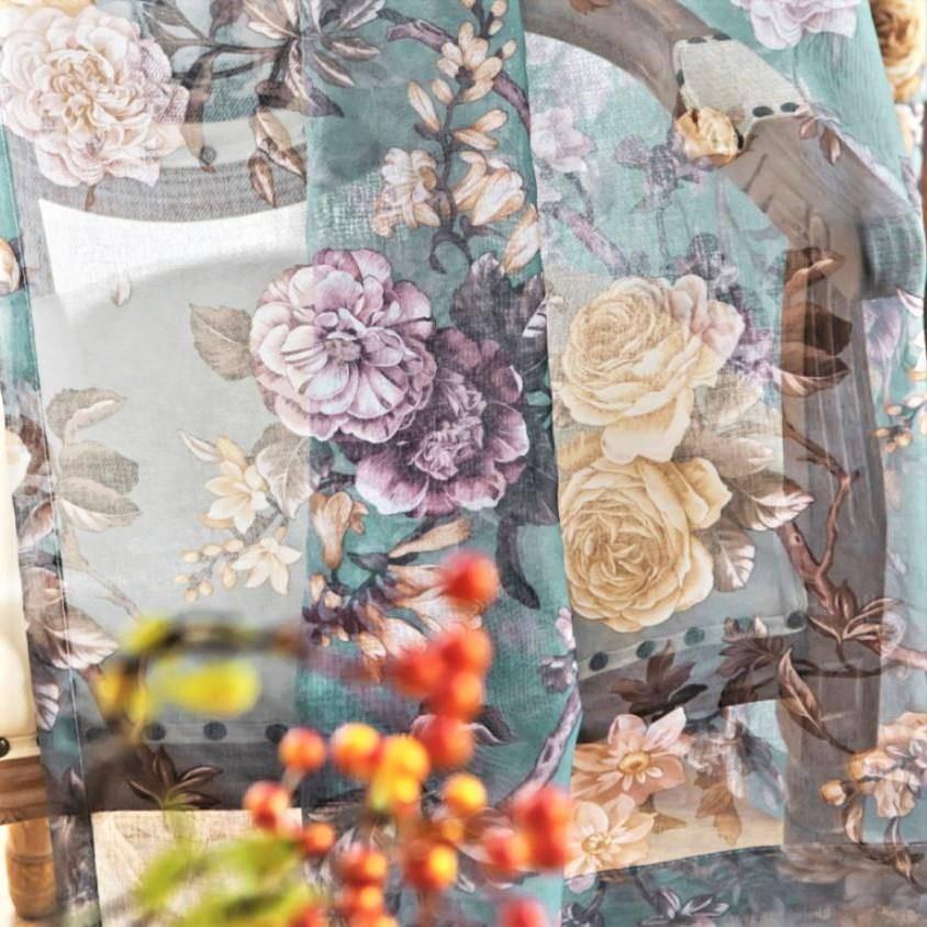 Ticana floral pattern sheer custom made curtain  