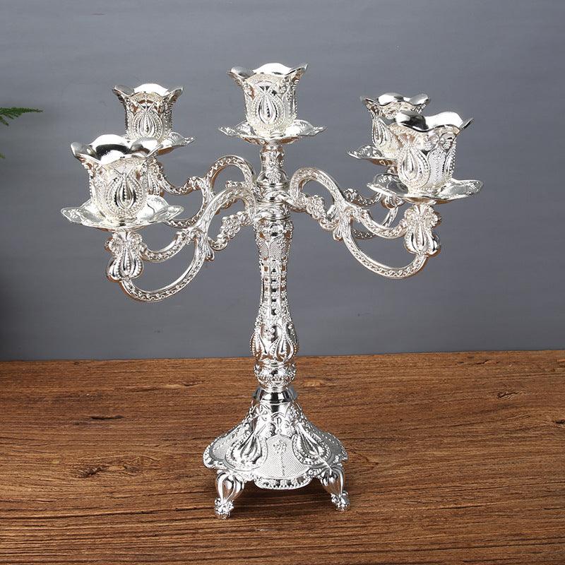 Tulip Candle Holder Candle Holder European Style Candlelight Dinner PropsFive heads of silver  