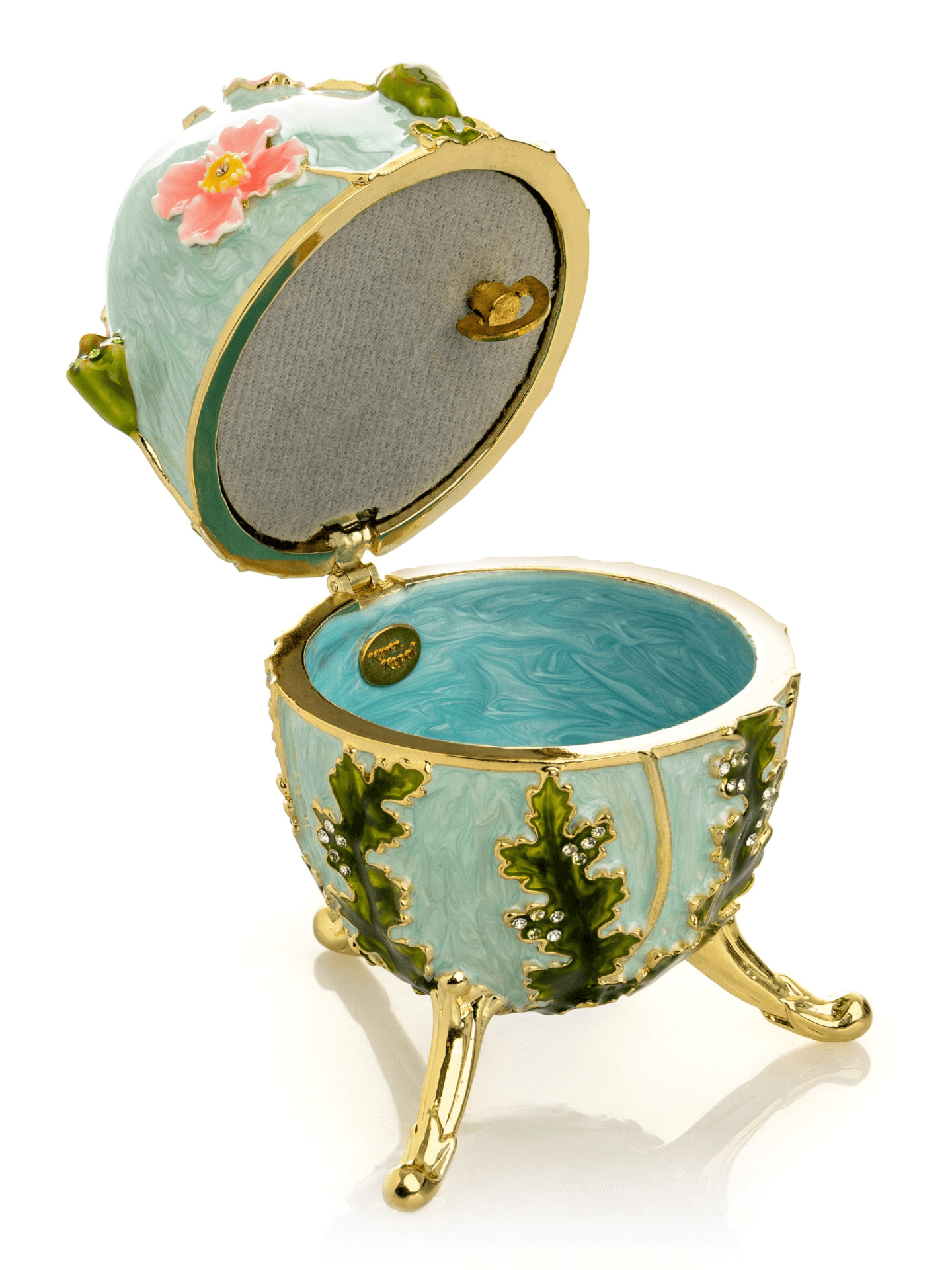 Turquoise Faberge Egg with Flowers  