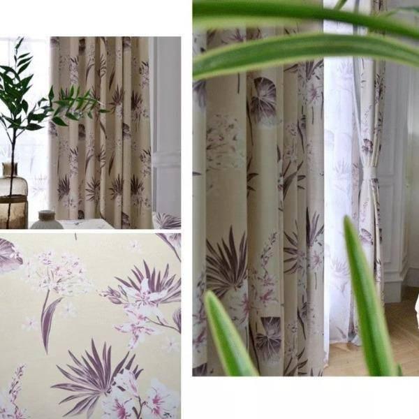 Une printed floral blue or beige custom made curtain  