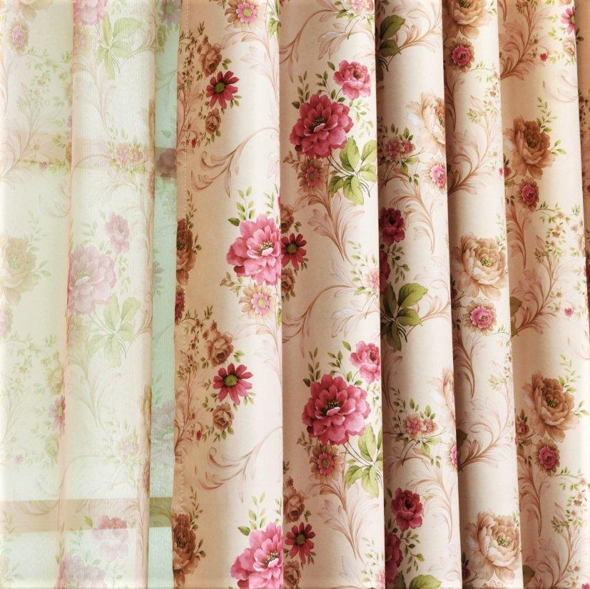 Veda bright floral pattern pink or blue custom made curtainPink 100 cm x 260 cm Pencil Pleat
