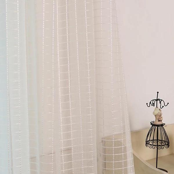 Vella squared pattern white sheer custom made curtain  