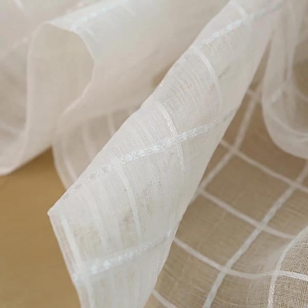 Vella squared pattern white sheer custom made curtain  