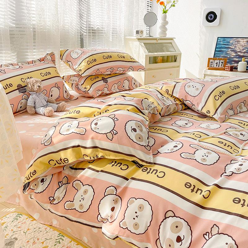 Vibrant Joy: Four-Piece Bright Printed Pattern Cotton Kids Bedding SetShufulei 120cm 3 pcs set 