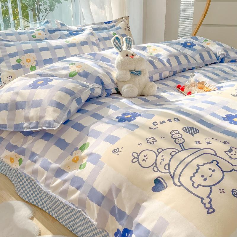 Vibrant Joy: Four-Piece Bright Printed Pattern Cotton Kids Bedding SetSky Girl 120cm 3 pcs set 