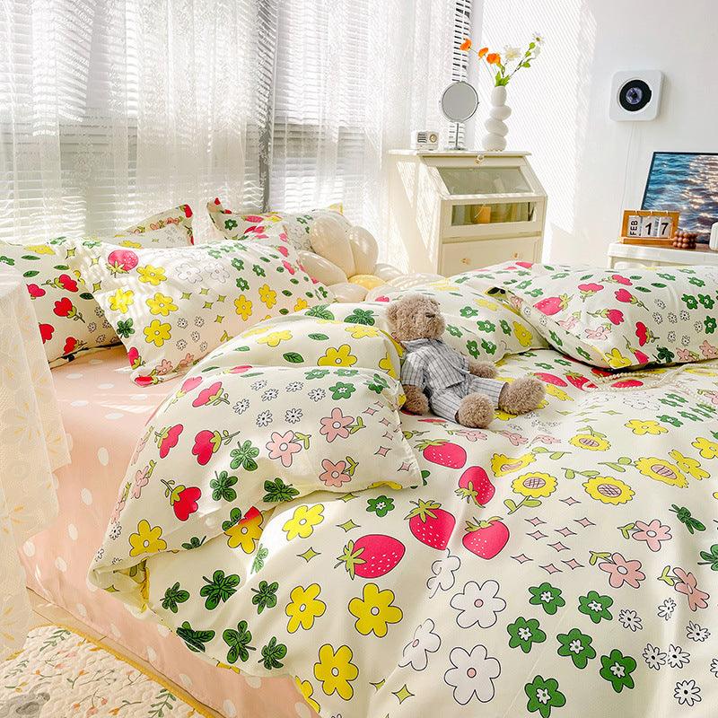 Vibrant Joy: Four-Piece Bright Printed Pattern Cotton Kids Bedding SetSunny Holiday 120cm 3 pcs set 
