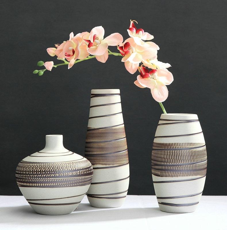 Vintage Beige Interior Decor Ceramic Vase  