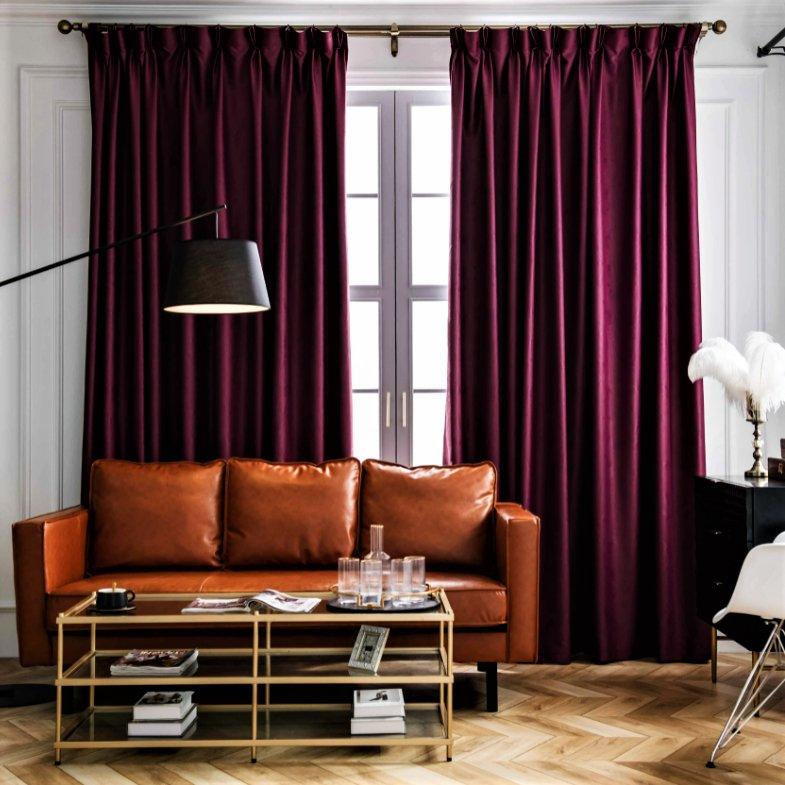 Violet wine red color blackout custom made curtain  