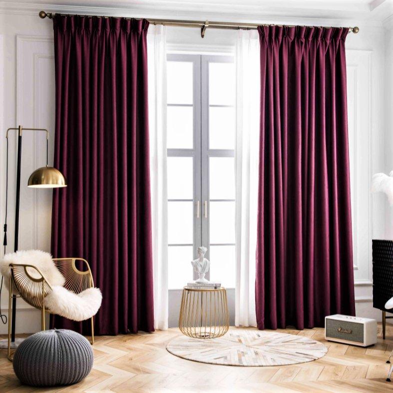 Violet wine red color blackout custom made curtain  