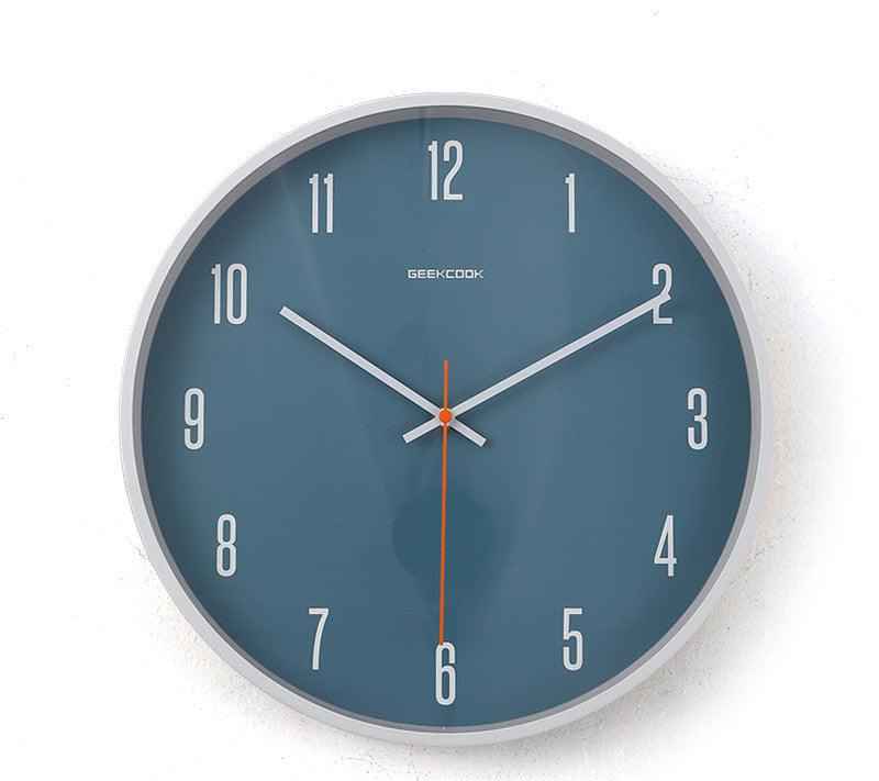 Wall Clock Ultra-quiet Fashion Clock Clock Nordic Bedroom Japanese Wall-mountedBlue 01style 