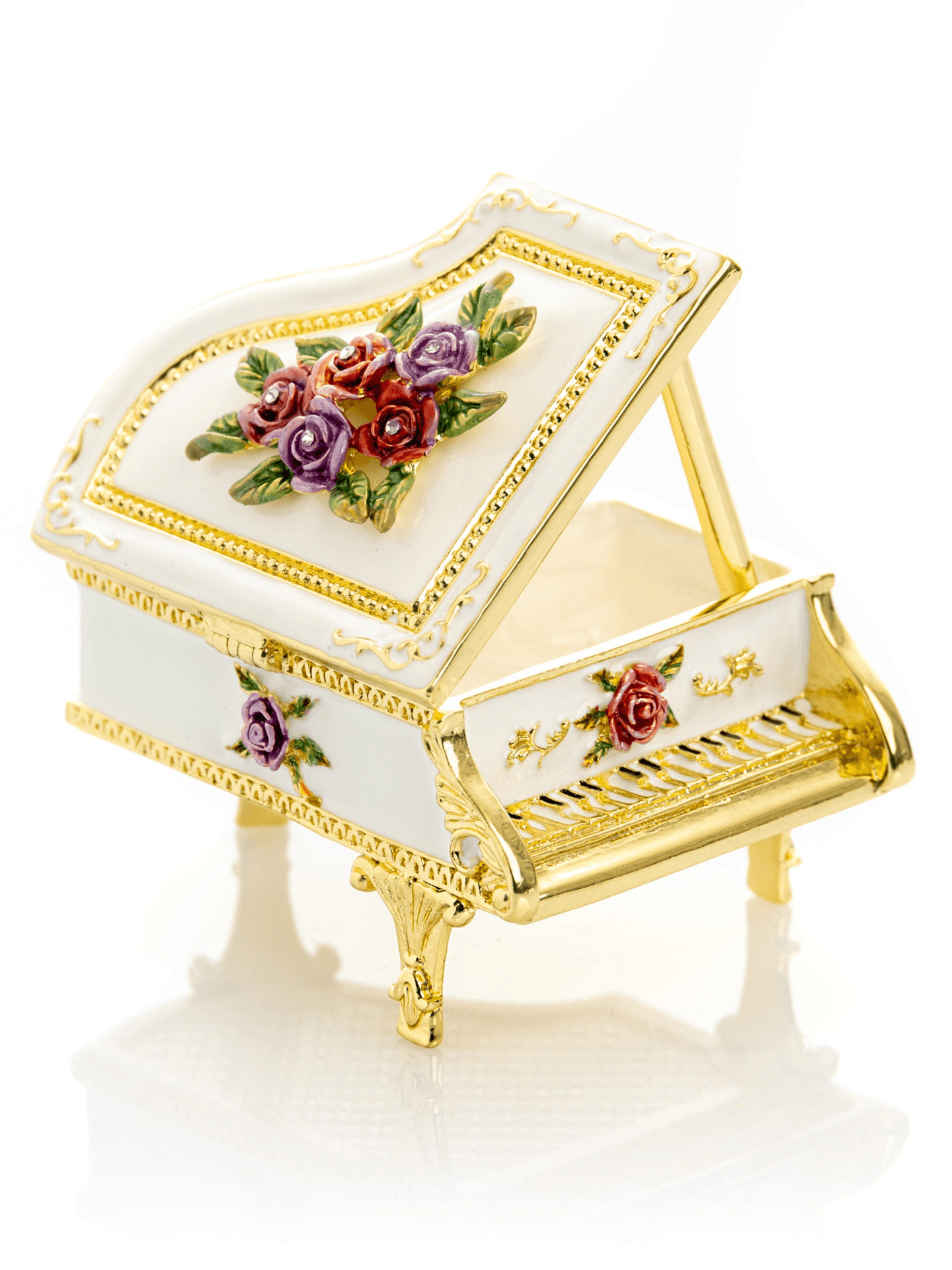 White piano with flowers  