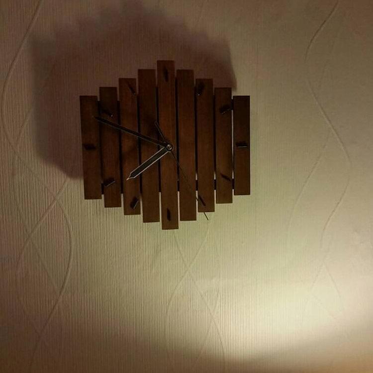 Wooden Modern Living Room Brown Wall Clock  
