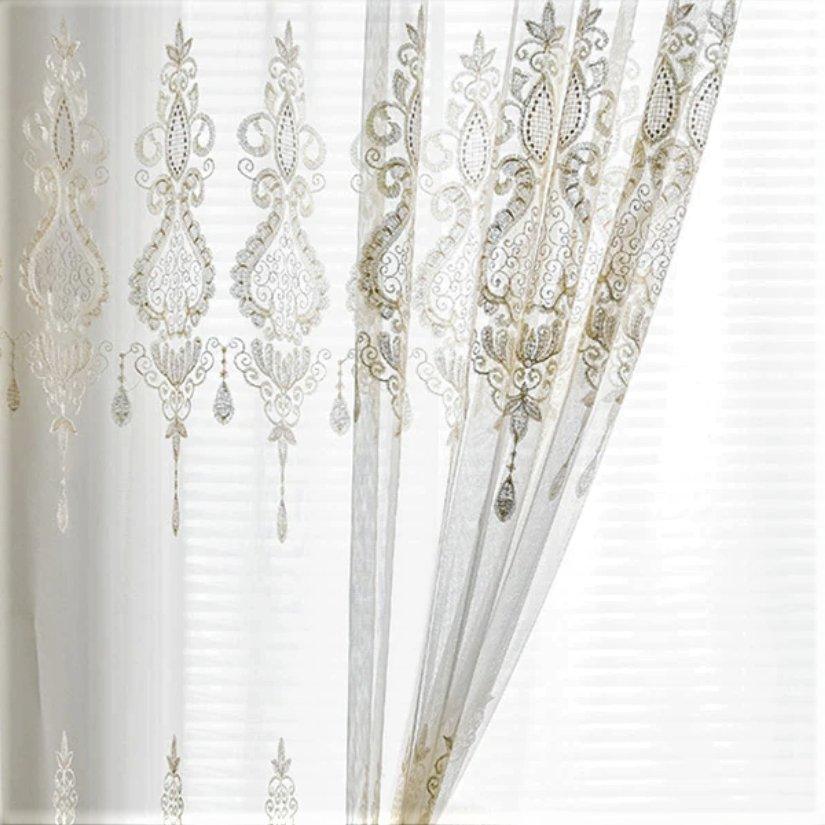 Yata golden embroidery sheer custom made curtain  