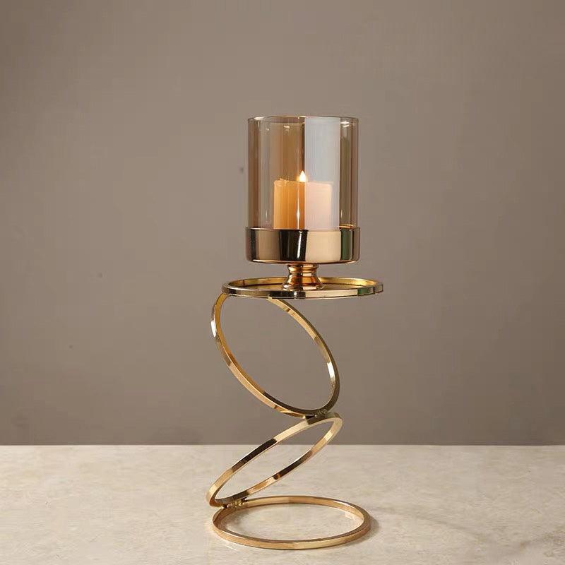 Cavalli Nordic Romantic Light Luxury Candle Holder Decoration Glass AromatherapyGold Small 